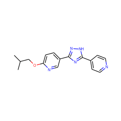 CC(C)COc1ccc(-c2n[nH]c(-c3ccncc3)n2)cn1 ZINC000049554537