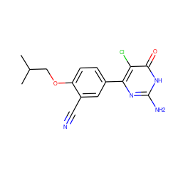 CC(C)COc1ccc(-c2nc(N)[nH]c(=O)c2Cl)cc1C#N ZINC000103254732