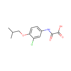 CC(C)COc1ccc(NC(=O)C(=O)O)cc1Cl ZINC000040875407