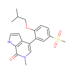 CC(C)COc1ccc(S(C)(=O)=O)cc1-c1cn(C)c(=O)c2[nH]ccc12 ZINC000146309956