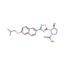 CC(C)COc1ccc2cc(-c3noc([C@@H]4[C@@H](O)CCN4C(=N)N)n3)ccc2c1 ZINC000653887596