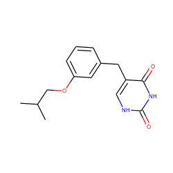 CC(C)COc1cccc(Cc2c[nH]c(=O)[nH]c2=O)c1 ZINC000013743533