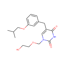 CC(C)COc1cccc(Cc2cn(COCCO)c(=O)[nH]c2=O)c1 ZINC000001541374