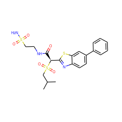 CC(C)CS(=O)(=O)[C@@H](C(=O)NCCS(N)(=O)=O)c1nc2ccc(-c3ccccc3)cc2s1 ZINC000145474299