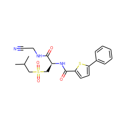 CC(C)CS(=O)(=O)C[C@H](NC(=O)c1ccc(-c2ccccc2)s1)C(=O)NCC#N ZINC000095577186