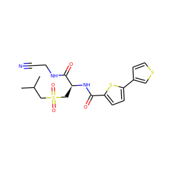 CC(C)CS(=O)(=O)C[C@H](NC(=O)c1ccc(-c2ccsc2)s1)C(=O)NCC#N ZINC000095574170