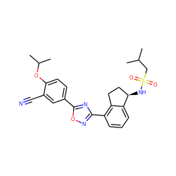 CC(C)CS(=O)(=O)N[C@@H]1CCc2c(-c3noc(-c4ccc(OC(C)C)c(C#N)c4)n3)cccc21 ZINC000202704414