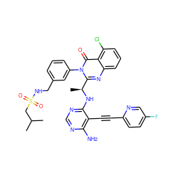 CC(C)CS(=O)(=O)NCc1cccc(-n2c([C@H](C)Nc3ncnc(N)c3C#Cc3ccc(F)cn3)nc3cccc(Cl)c3c2=O)c1 ZINC000219092711