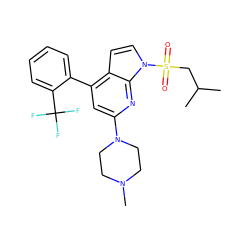 CC(C)CS(=O)(=O)n1ccc2c(-c3ccccc3C(F)(F)F)cc(N3CCN(C)CC3)nc21 ZINC000653854395