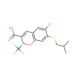 CC(C)CSc1cc2c(cc1Cl)C=C(C(=O)O)[C@@H](C(F)(F)F)O2 ZINC000066252766