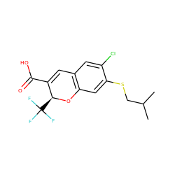 CC(C)CSc1cc2c(cc1Cl)C=C(C(=O)O)[C@H](C(F)(F)F)O2 ZINC000066157140