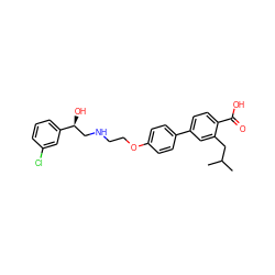 CC(C)Cc1cc(-c2ccc(OCCNC[C@H](O)c3cccc(Cl)c3)cc2)ccc1C(=O)O ZINC000040846007