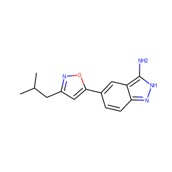 CC(C)Cc1cc(-c2ccc3n[nH]c(N)c3c2)on1 ZINC000063298274