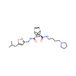 CC(C)Cc1cc(CNC(=O)[C@@H]2[C@@H]3C=C[C@H]([C@H]2C(=O)NCCCCN2CCCC2)C32CC2)no1 ZINC000168477024