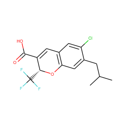 CC(C)Cc1cc2c(cc1Cl)C=C(C(=O)O)[C@@H](C(F)(F)F)O2 ZINC000038317579