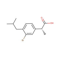 CC(C)Cc1ccc([C@@H](C)C(=O)O)cc1Br ZINC000013589350