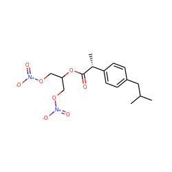 CC(C)Cc1ccc([C@@H](C)C(=O)OC(CO[N+](=O)[O-])CO[N+](=O)[O-])cc1 ZINC000040881320