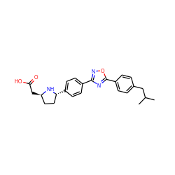 CC(C)Cc1ccc(-c2nc(-c3ccc([C@@H]4CC[C@@H](CC(=O)O)N4)cc3)no2)cc1 ZINC000036178489