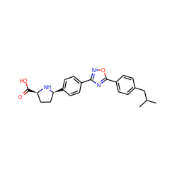 CC(C)Cc1ccc(-c2nc(-c3ccc([C@H]4CC[C@@H](C(=O)O)N4)cc3)no2)cc1 ZINC000036178463