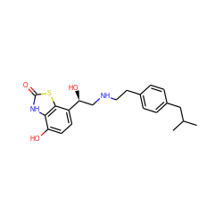 CC(C)Cc1ccc(CCNC[C@H](O)c2ccc(O)c3[nH]c(=O)sc23)cc1 ZINC000036400177