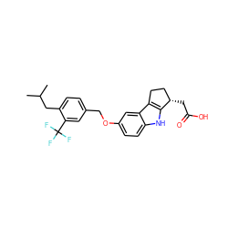 CC(C)Cc1ccc(COc2ccc3[nH]c4c(c3c2)CC[C@@H]4CC(=O)O)cc1C(F)(F)F ZINC000117526138