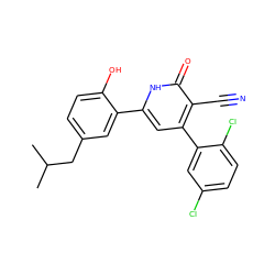 CC(C)Cc1ccc(O)c(-c2cc(-c3cc(Cl)ccc3Cl)c(C#N)c(=O)[nH]2)c1 ZINC000028821540