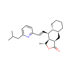 CC(C)Cc1cccc(/C=C/[C@@H]2[C@@H]3[C@@H](C)OC(=O)[C@@H]3C[C@@H]3CCCC[C@H]32)n1 ZINC000013673131