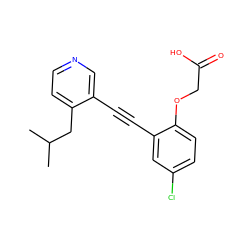 CC(C)Cc1ccncc1C#Cc1cc(Cl)ccc1OCC(=O)O ZINC000073165833