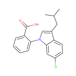 CC(C)Cc1cn(-c2ccccc2C(=O)O)c2cc(Cl)ccc12 ZINC000029044543