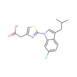 CC(C)Cc1cn(-c2nc(CC(=O)O)cs2)c2cc(Cl)ccc12 ZINC000029044706