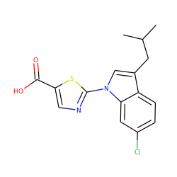 CC(C)Cc1cn(-c2ncc(C(=O)O)s2)c2cc(Cl)ccc12 ZINC000029045022