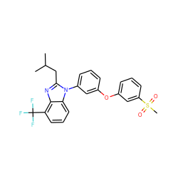 CC(C)Cc1nc2c(C(F)(F)F)cccc2n1-c1cccc(Oc2cccc(S(C)(=O)=O)c2)c1 ZINC000043206278