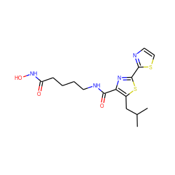 CC(C)Cc1sc(-c2nccs2)nc1C(=O)NCCCCC(=O)NO ZINC000147361625