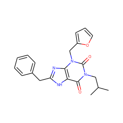 CC(C)Cn1c(=O)c2[nH]c(Cc3ccccc3)nc2n(Cc2ccco2)c1=O ZINC000045349339