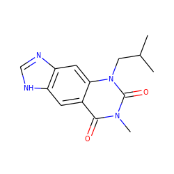 CC(C)Cn1c(=O)n(C)c(=O)c2cc3[nH]cnc3cc21 ZINC000026378623