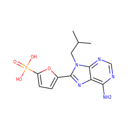 CC(C)Cn1c(-c2ccc(P(=O)(O)O)o2)nc2c(N)ncnc21 ZINC000040410482