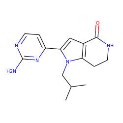 CC(C)Cn1c(-c2ccnc(N)n2)cc2c1CCNC2=O ZINC000028970491