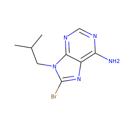 CC(C)Cn1c(Br)nc2c(N)ncnc21 ZINC000040898117