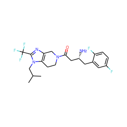 CC(C)Cn1c(C(F)(F)F)nc2c1CCN(C(=O)C[C@H](N)Cc1cc(F)ccc1F)C2 ZINC000028956686