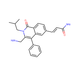 CC(C)Cn1c(CN)c(-c2ccccc2)c2cc(/C=C/C(N)=O)ccc2c1=O ZINC000038445775