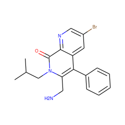 CC(C)Cn1c(CN)c(-c2ccccc2)c2cc(Br)cnc2c1=O ZINC001772609600