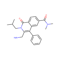 CC(C)Cn1c(CN)c(-c2ccccc2)c2cc(C(=O)N(C)C)ccc2c1=O ZINC000072106590