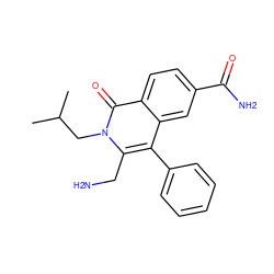 CC(C)Cn1c(CN)c(-c2ccccc2)c2cc(C(N)=O)ccc2c1=O ZINC000034033157