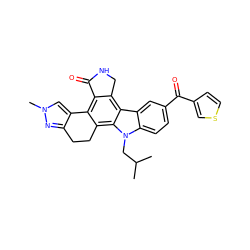 CC(C)Cn1c2ccc(C(=O)c3ccsc3)cc2c2c3c(c4c(c21)CCc1nn(C)cc1-4)C(=O)NC3 ZINC000029125619