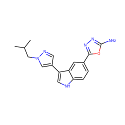 CC(C)Cn1cc(-c2c[nH]c3ccc(-c4nnc(N)o4)cc23)cn1 ZINC000145417977