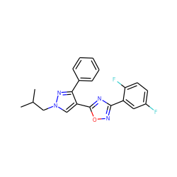 CC(C)Cn1cc(-c2nc(-c3cc(F)ccc3F)no2)c(-c2ccccc2)n1 ZINC000114556934