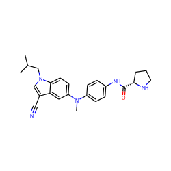 CC(C)Cn1cc(C#N)c2cc(N(C)c3ccc(NC(=O)[C@@H]4CCCN4)cc3)ccc21 ZINC000299865514