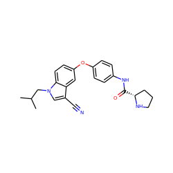 CC(C)Cn1cc(C#N)c2cc(Oc3ccc(NC(=O)[C@@H]4CCCN4)cc3)ccc21 ZINC000299863151