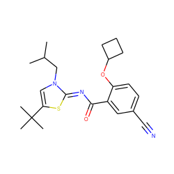 CC(C)Cn1cc(C(C)(C)C)s/c1=N\C(=O)c1cc(C#N)ccc1OC1CCC1 ZINC000114894565