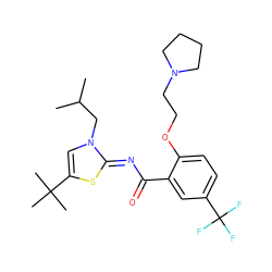 CC(C)Cn1cc(C(C)(C)C)s/c1=N\C(=O)c1cc(C(F)(F)F)ccc1OCCN1CCCC1 ZINC000147584197